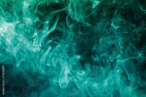 Whimsical Turquoise Smoke Swirling Gently in a Darkened Studio Setting