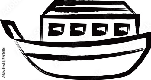 筆書き乗り物アイコンイラスト　遊覧船