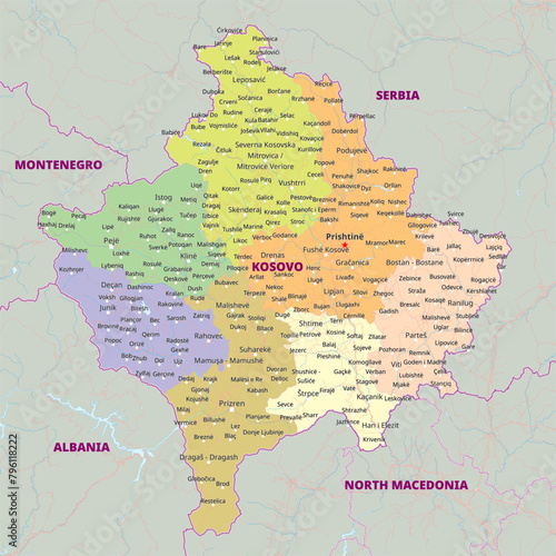 Map of Kosovo political