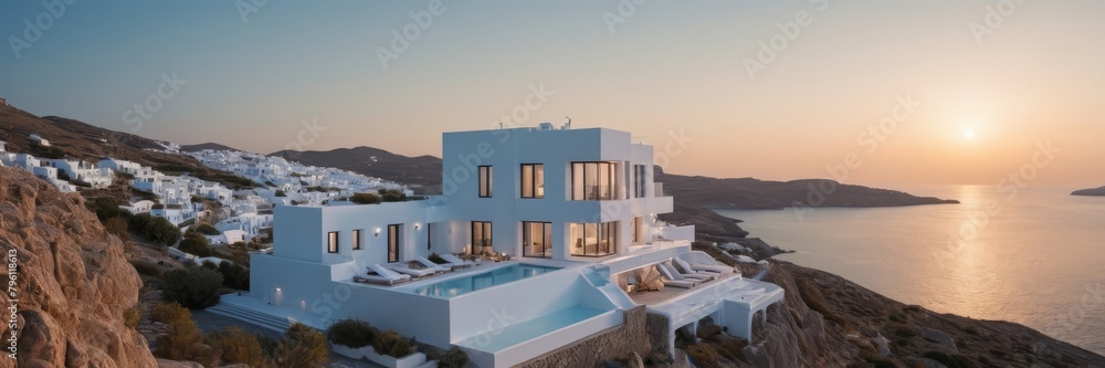 Exterior shot of a villa in Mykonos
