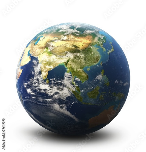 3D Render of Earth Focusing on Asia Isolated