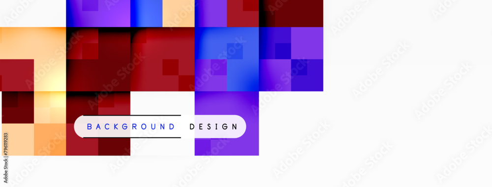 A vibrant display of colorfulness with squares in shades of purple and violet on a white border. Fonts in magenta and electric blue create a parallel pattern of tints and shades A vibrant display of colorfulness with squares in shades of purple and violet on a white border. Fonts in magenta and electric blue create a parallel pattern of tints and shades