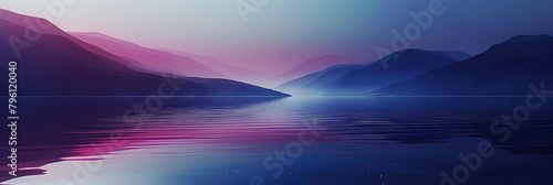 Tranquil Sunset Over Mountain Lake Panorama