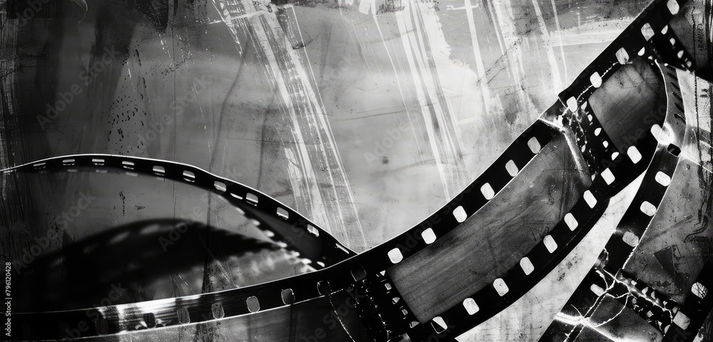 Vintage Film Reel on Grunge Monochrome Texture