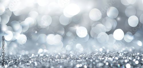 Sparkling Silver Glitter With Bokeh Background