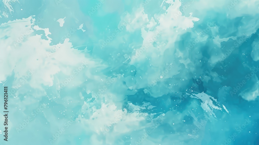 Fototapeta premium Abstract Blue Watercolor Ocean Waves Background