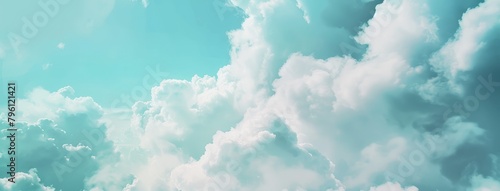 Serene Blue Sky Backdrop with Fluffy Clouds photo
