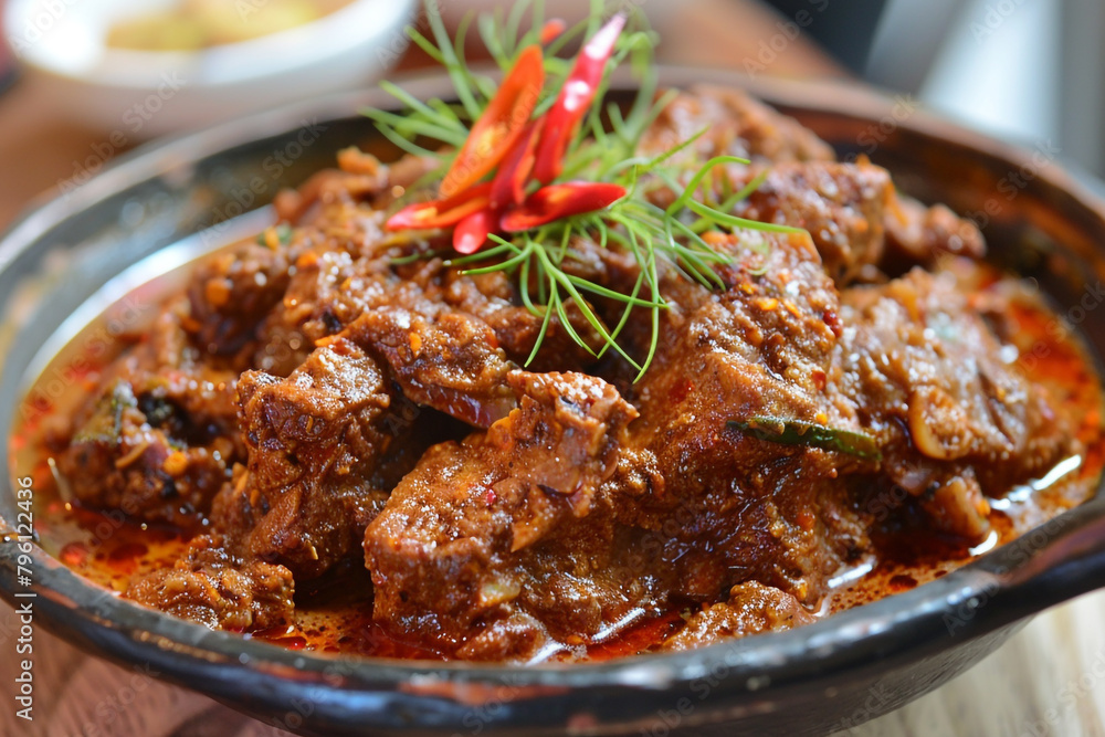 Malaysian Rendang, slow-cooked beef, spice market aromas Malaysian Rendang, slow-cooked beef, spice market aromas