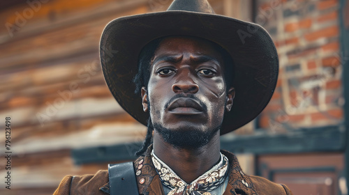 Modern cowboy with rustic style in urban setting