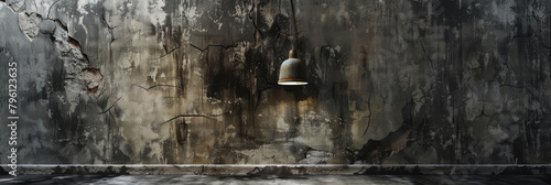 Industrial Lamp on Distressed Concrete Wall