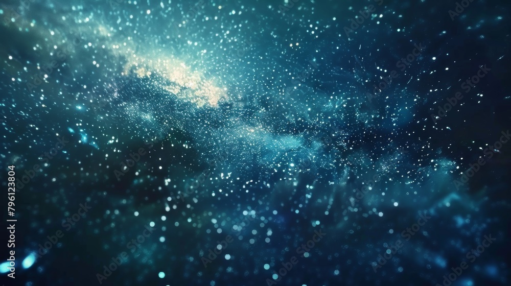 The illustration depicts a vast expanse of space in shades of blue and black, dotted with countless stars. The scene conveys a sense of depth and infinity as the stars twinkle against the dark The illustration depicts a vast expanse of space in shades of blue and black, dotted with countless stars. The scene conveys a sense of depth and infinity as the stars twinkle against the dark