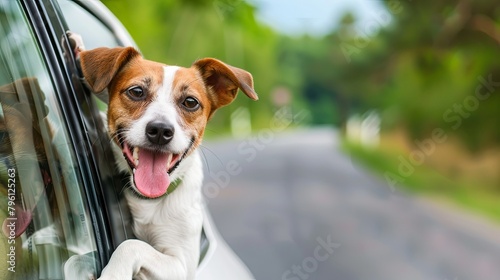 Eager dog enjoying a car ride on a sunny day © volga