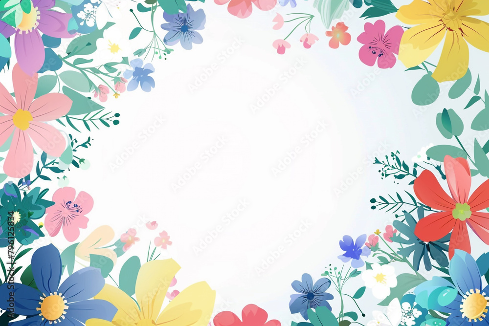 Minimal vector floral background central white space for text solid color backdrop
