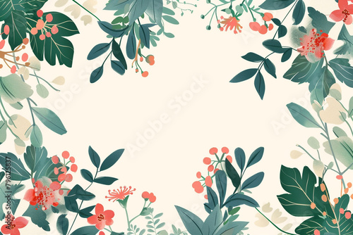 Minimal vector floral background central white space for text solid color backdrop photo