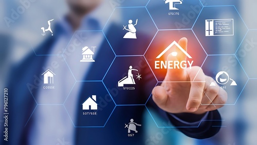 Smart Energy Solutions: Businessman Optimizes Virtual Energy Efficiency Audit