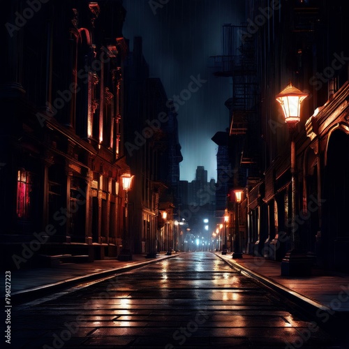 Night street in sharp focus featuring intricate details