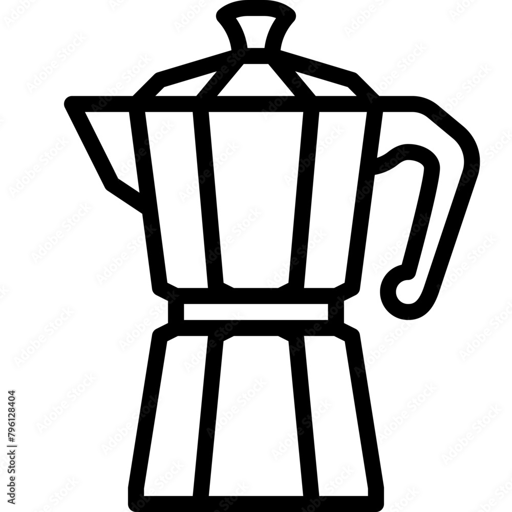 moka pot coffee maker for brewing espresso outline icon