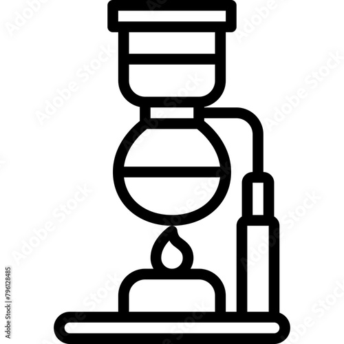vacuum coffee maker or siphon coffeemaker and lantern outline icon