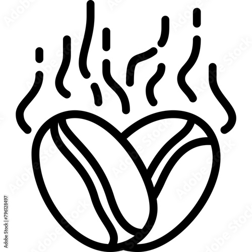 smoke emanating from coffee roasting fills the air outline icon