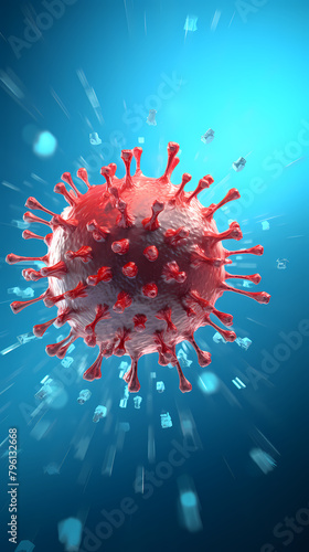 Virus cells on blue background