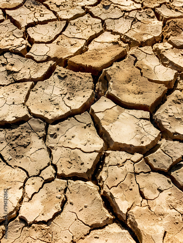 A dry, cracked, and broken ground with a lot of dirt and rocks. The ground appears to be in a state of decay, with the dirt and rocks scattered all over the place