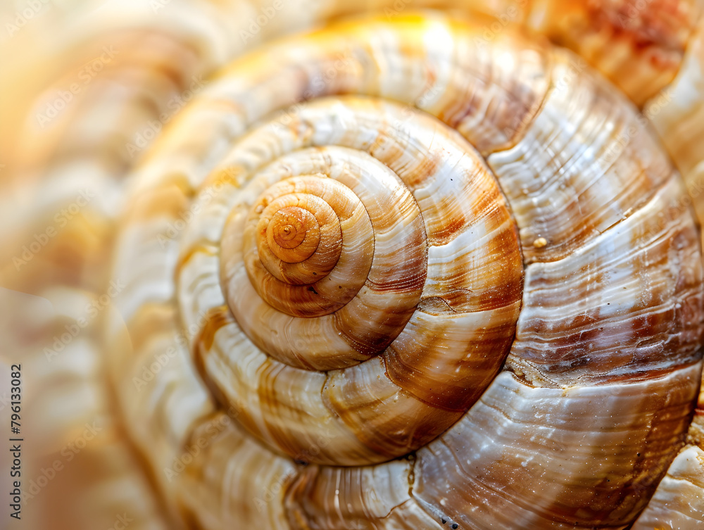 The shell is brown and has a spiral shape. It is a close up of the shell. The shell is very detailed and has a lot of texture The shell is brown and has a spiral shape. It is a close up of the shell. The shell is very detailed and has a lot of texture