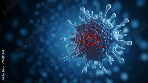 Virus cells on blue background photo