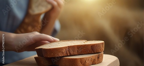 person holding a loaf of bread photo
