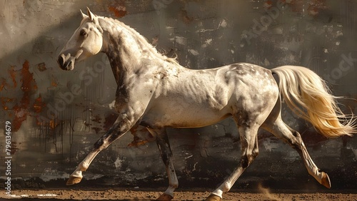 Portuguese Lusitano Horses  Agile  Intelligent  and Brave - Ideal for Dressage and Bullfighting. Concept Lusitano Horses  Portuguese Breed  Dressage  Bullfighting  Agility