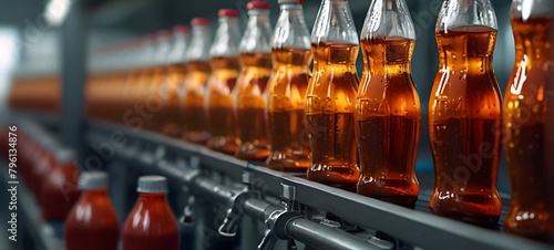 Automated Soft Drink Bottling Production Line in Industrial Factory Setting photo