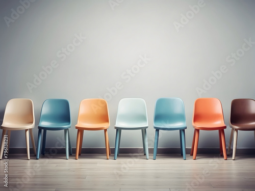 A row of chairs with one odd one-out Job opportunity recruitment concept design.