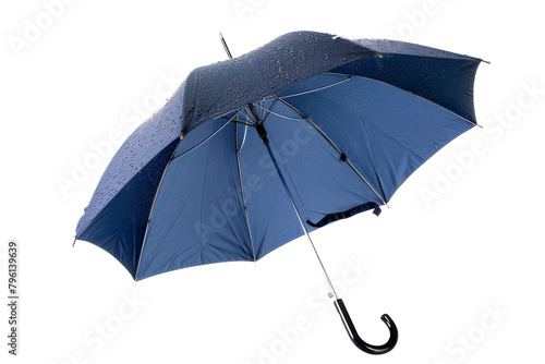 Open Blue Umbrella With Black Handle