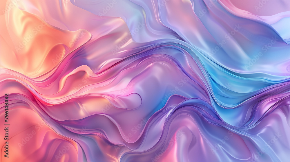 Fototapeta premium Pastel Iridescent Fluid Background – Soft Pink Blue Abstract Gradient Texture