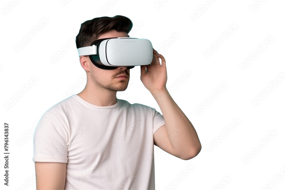 Man wearing VR headset on Transparent Background PNG Man wearing VR headset on Transparent Background PNG