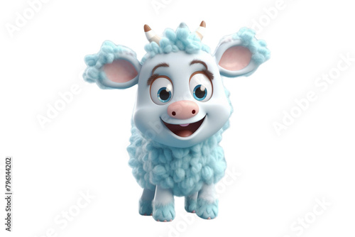 Happy furry and cute baby sheep on Transparent Background PNG