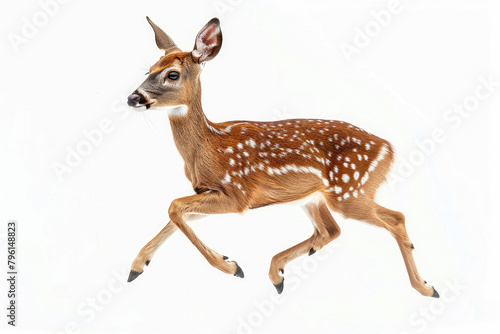 A deer leaping  isolated on a white background