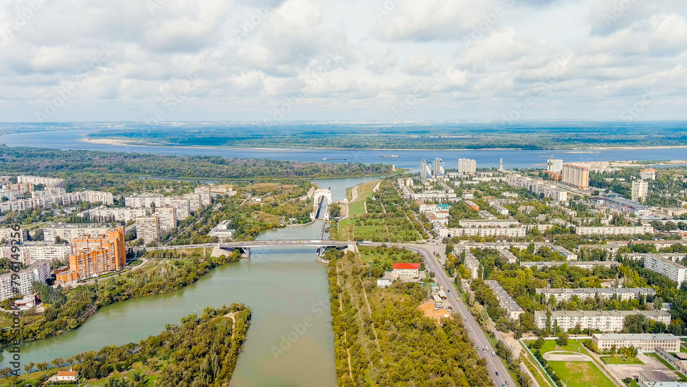 Volgograd, Russia. Krasnoarmeisky district. Volga-Don Canal, Aerial View