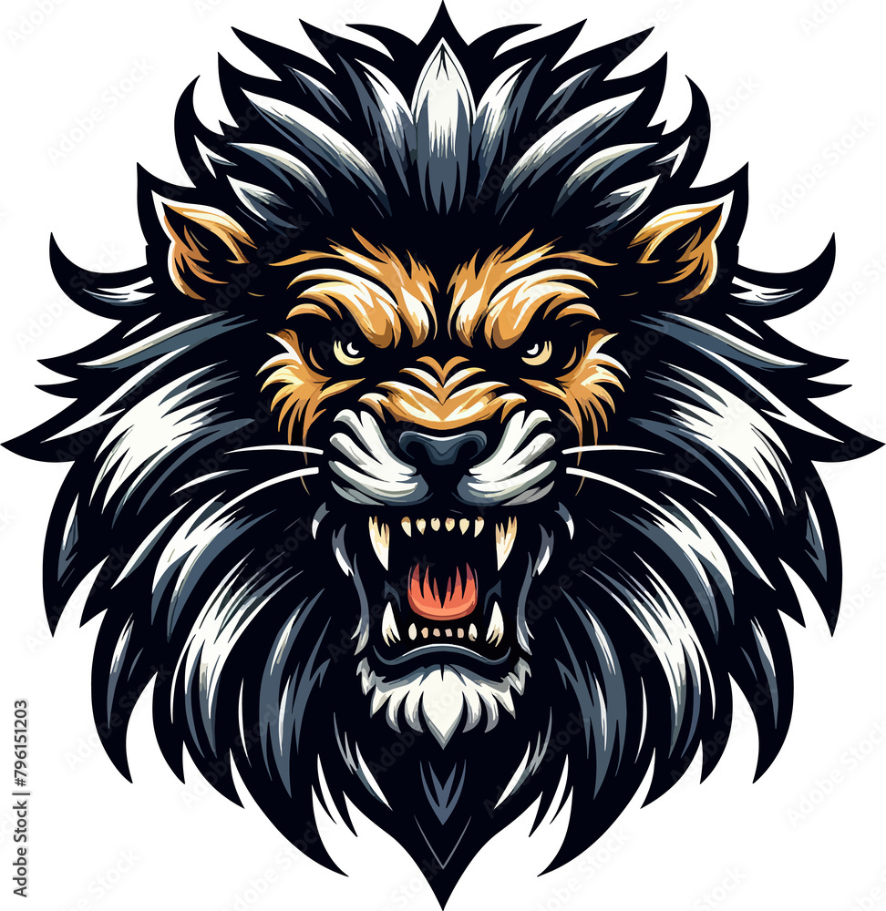 Roaring King of the Jungle: A Fierce Lion Illustration in PNG Format