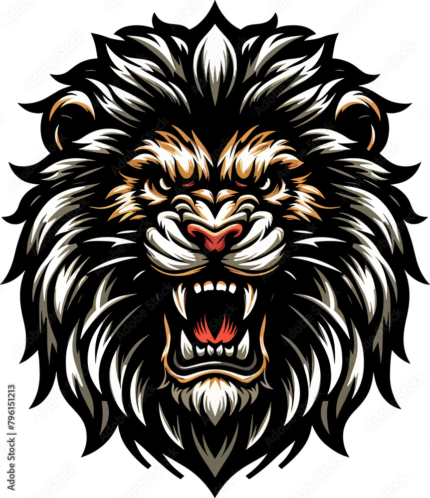 Roaring King of the Jungle: A Fierce Lion Illustration in PNG Format Roaring King of the Jungle: A Fierce Lion Illustration in PNG Format