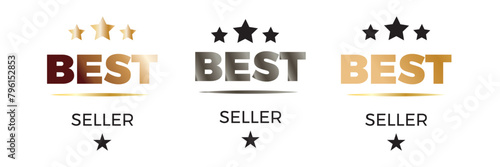 Set of best seller emblem design. Elegant best seller award badge design. Set of best seller label. 11:11