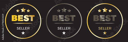 Set of best seller emblem design. Elegant best seller award badge design. Set of best seller label. 11:11