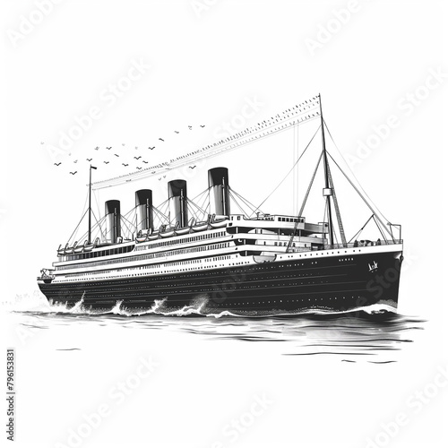 RMS Titanic II on white background realistic