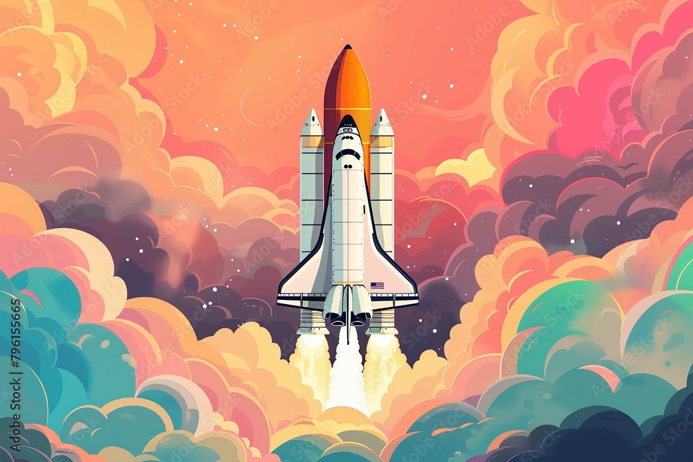 Obraz premium Space shuttle, illustration style