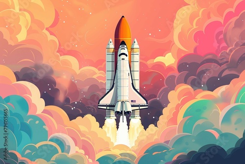 Space shuttle, illustration style