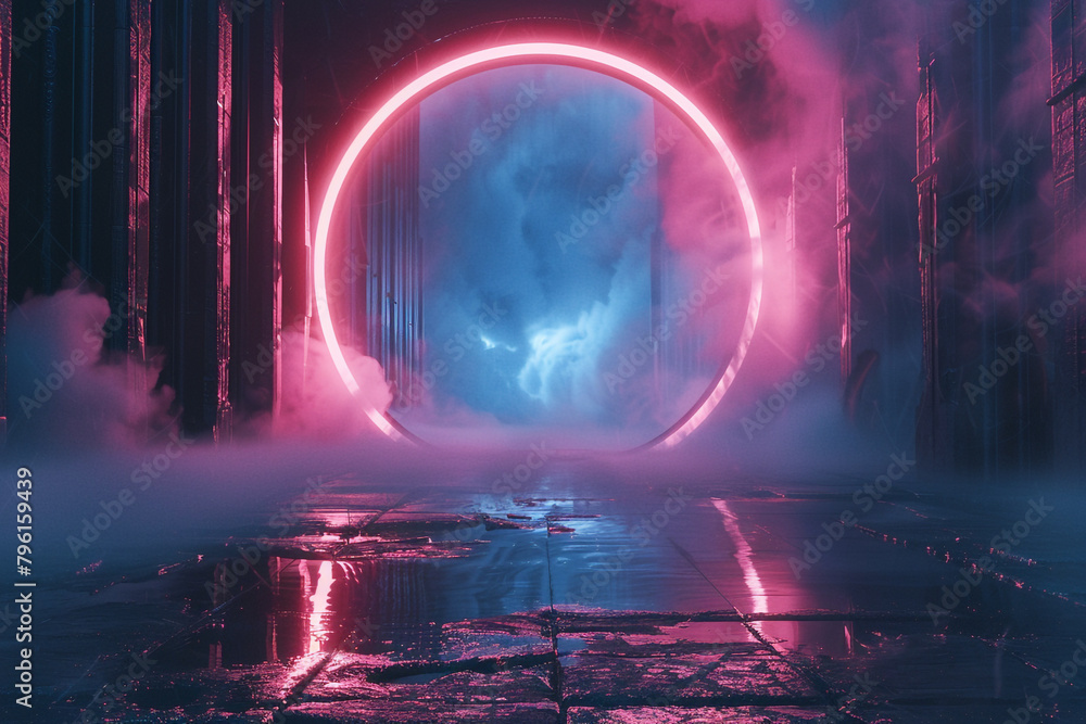 Sci-fi scene of a time-travel portal opening, dynamic lighting, high-concept Sci-fi scene of a time-travel portal opening, dynamic lighting, high-concept