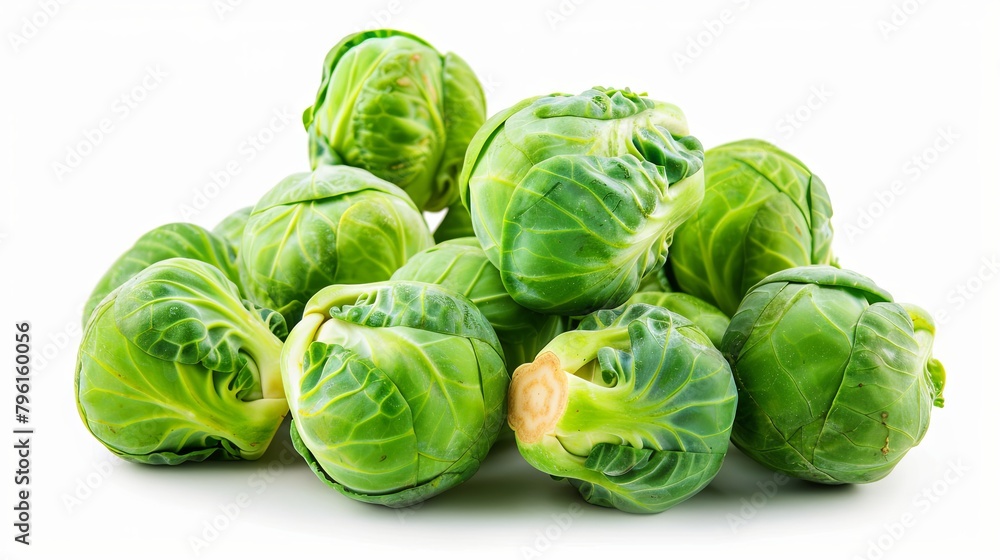 Fototapeta premium Fresh green brussels sprouts isolated on white background