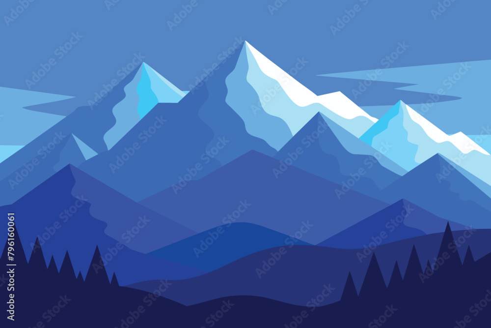 Blue mountain landscape vector background