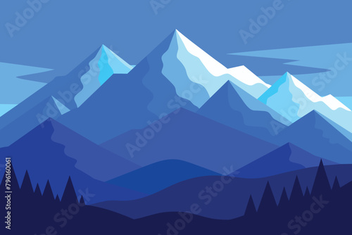 Blue mountain landscape vector background