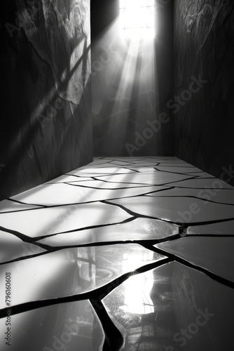 Intersecting paths form depth in monochrome with light accents, an abstract network of lines