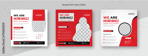 We are hiring job vacancy flyer social media post banner design template. We are hiring job vacancy square web banner design.